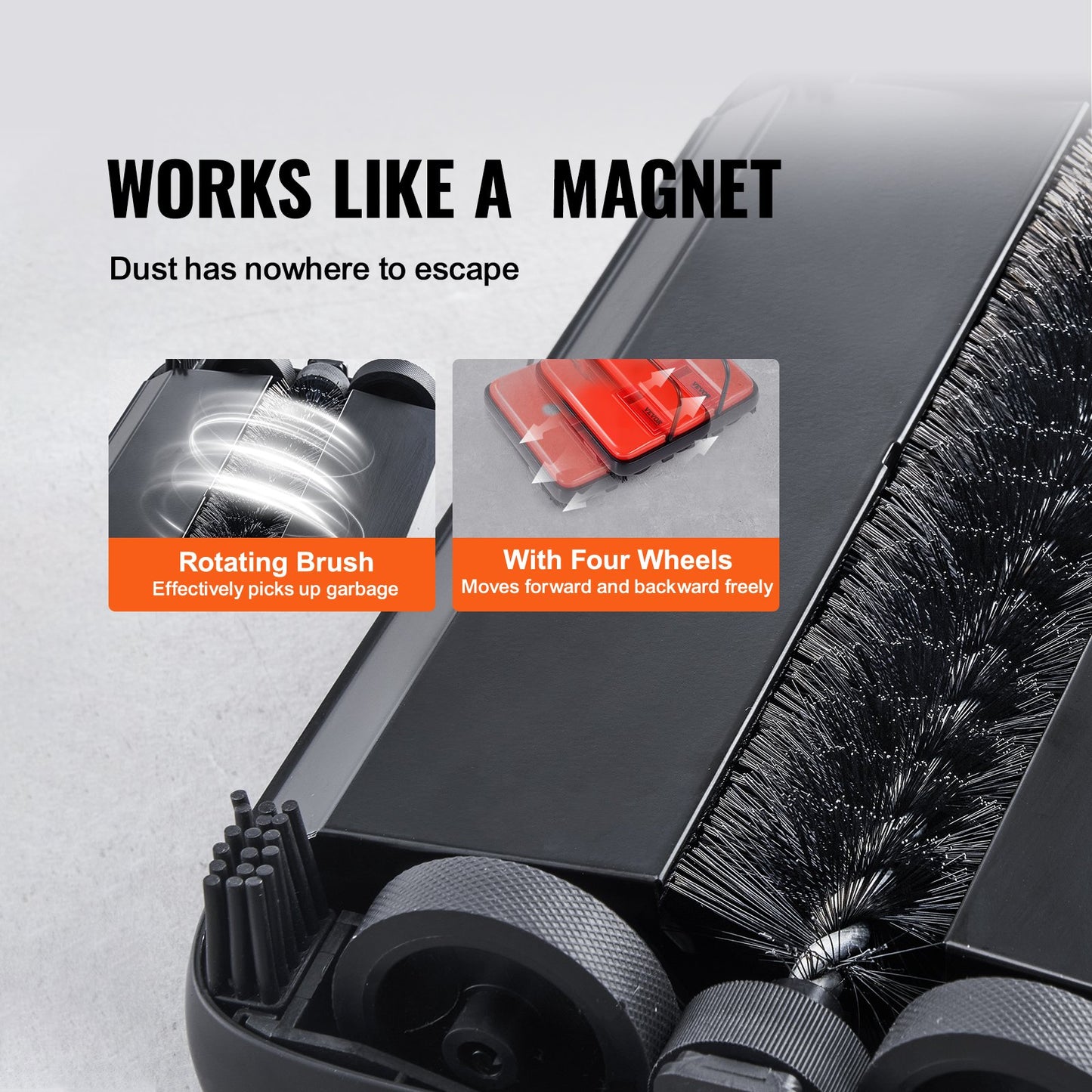 Manuell mattsopmaskin, golvsopmaskin med 300 ml soptunnekapacitet, lätt att tömma, 17 cm rengöringsbredd för hemmakontorsmattor, djurhårsdamm, röd