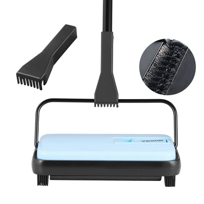 Manuell mattsopmaskin, golvsopmaskin med 300 ml soptunnekapacitet, lätt att tömma, 17 cm rengöringsbredd för hemmakontorsmattor, djurhårsdamm, blå