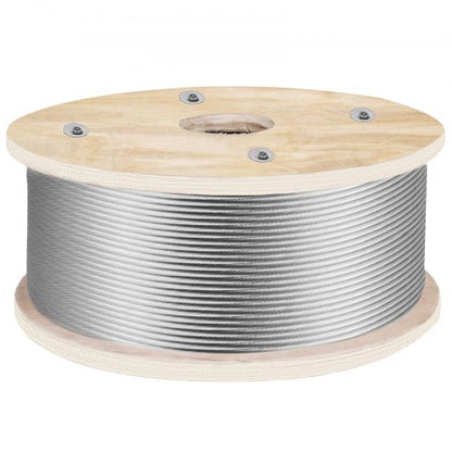 316 Stainless Steel Wire Rope 500ft Length, Steel Wire Cable 3/16 Inch, Steel Cable Railing Decking With 1x19 Strands Construction, 4700lbs Breaking Strength For Stair, Handrail, Clothesline
