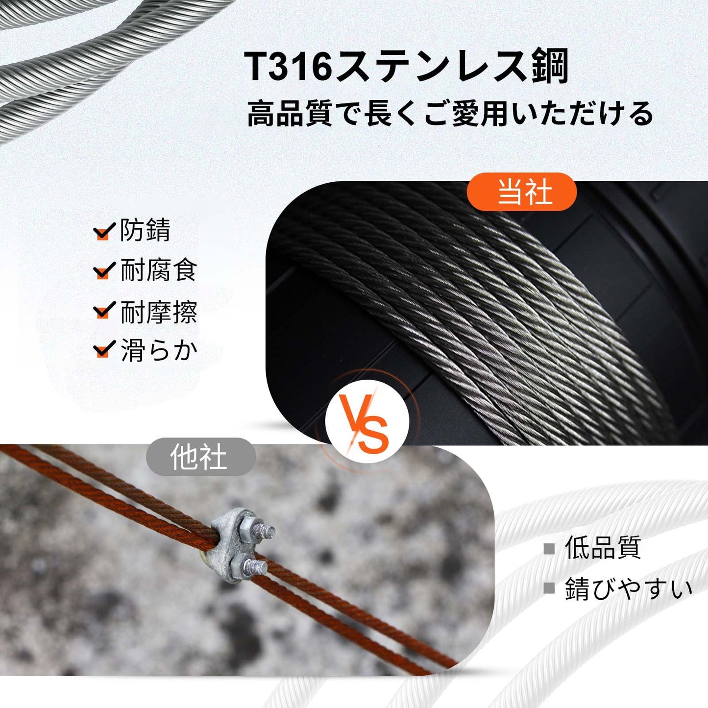 Rostfri stålkabel 3/16"x 1000ft, T316 marin däckkabelräcke, 1x19 strängar flätad flygplanskabel för däckräcke ljusslinga hängande veranda staket gör-det-själv-baluster