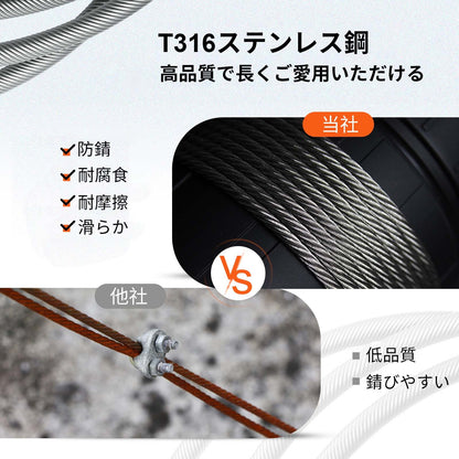 Rostfri stålkabel 3/16"x 1000ft, T316 marin däckkabelräcke, 1x19 strängar flätad flygplanskabel för däckräcke ljusslinga hängande veranda staket gör-det-själv-baluster