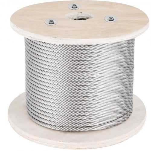 316 Stainless Steel Cable, 500FT Stainless Steel Wire Rope of 5/32 Inch Diameter and 1x19 Construction, 3300 LBS Breaking Strength Steel Cable for Outdoor Railing Decking DIY Balustrade