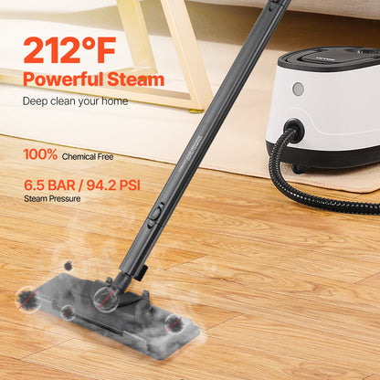 Steam Cleaner, Multipurpose Powerful Steamer with 27 Accessories, Steamer Cleaing with Extra-Long Power Cord, 53 oz Tank and Portable Handle, for Grout, Tile, Floors, Appliances, Home & Car