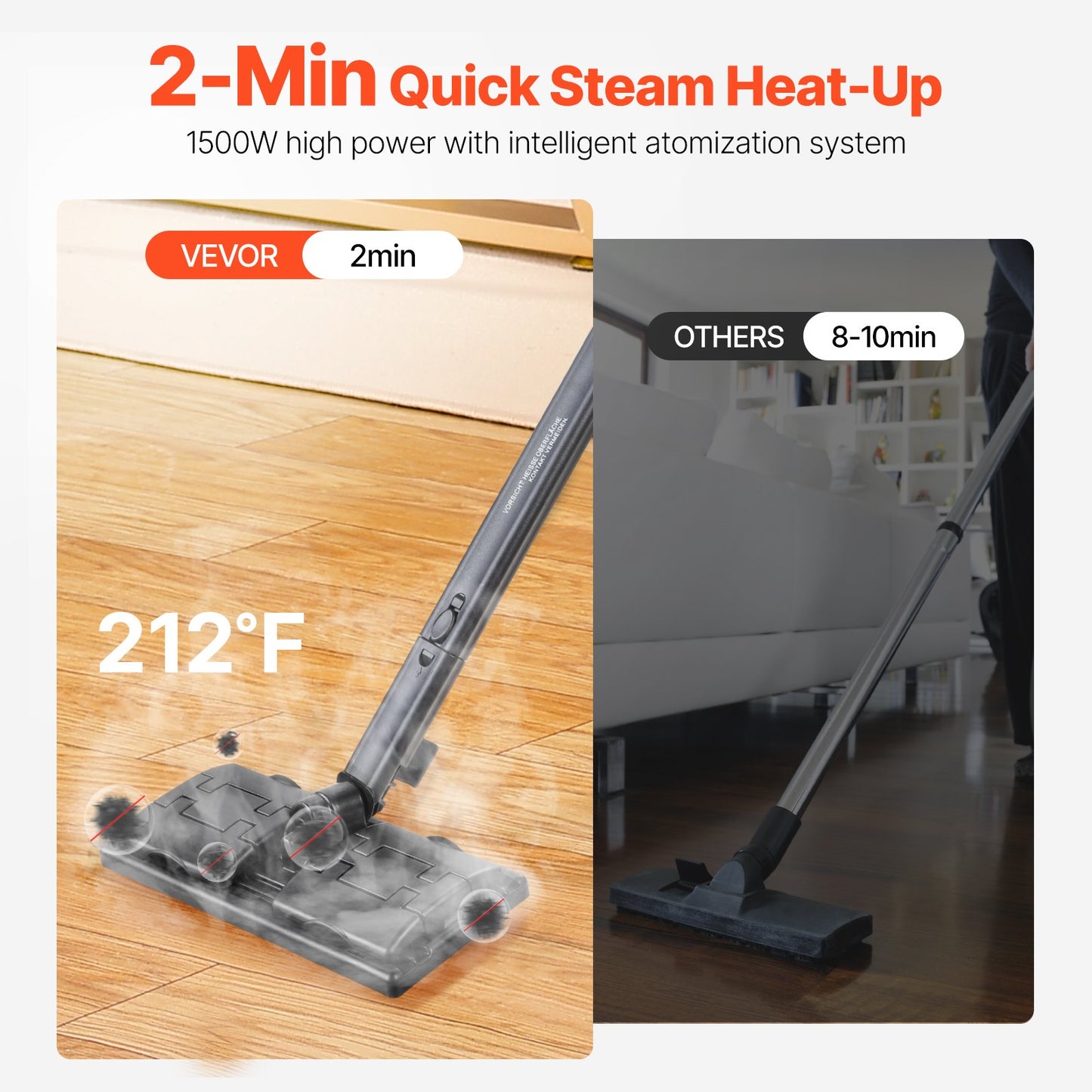 Steam Cleaner, Multipurpose Powerful Steamer with 23 Accessories, Steamer Cleaing with Extra-Long Power Cord, 88 oz Tank and Portable Handle, for Grout, Tile, Floors, Appliances, Home & Car