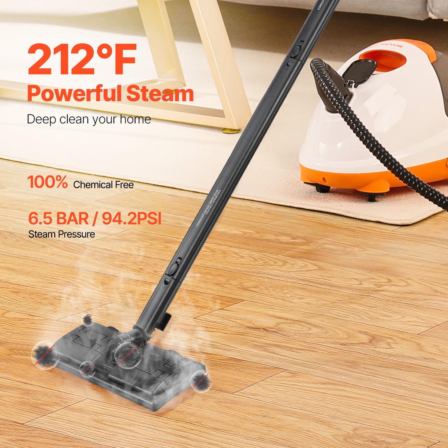 Steam Cleaner, Multipurpose Powerful Steamer with 23 Accessories, Steamer Cleaing with Extra-Long Power Cord, 88 oz Tank and Portable Handle, for Grout, Tile, Floors, Appliances, Home & Car