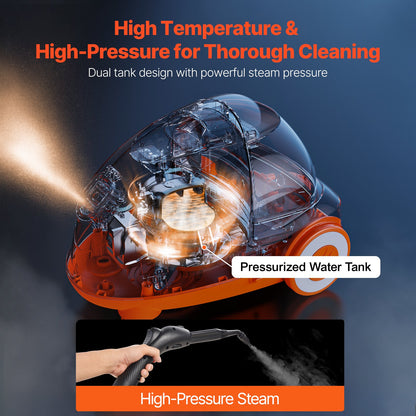 Steam Cleaner, Multipurpose Powerful Steamer with 23 Accessories, Steamer Cleaing with Extra-Long Power Cord, 88 oz Tank and Portable Handle, for Grout, Tile, Floors, Appliances, Home & Car