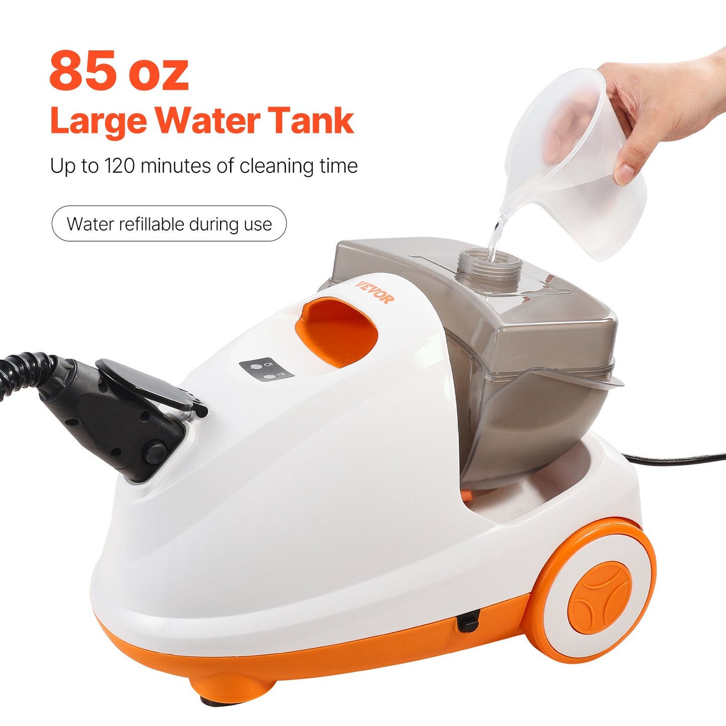 Steam Cleaner, Multipurpose Powerful Steamer with 23 Accessories, Steamer Cleaing with Extra-Long Power Cord, 88 oz Tank and Portable Handle, for Grout, Tile, Floors, Appliances, Home & Car