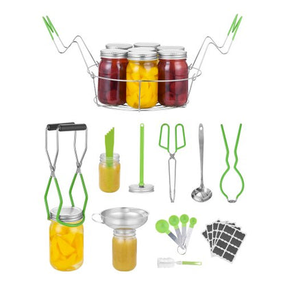 Canning Supplies Starter Kit, 9 Pieces Stainless Steel Water Bath Canning Kit for Beginners, Canning Tools Set: Rack, Ladle, Measuring Spoon, Funnel, Tongs, Jar Lifter, Jar Wrench