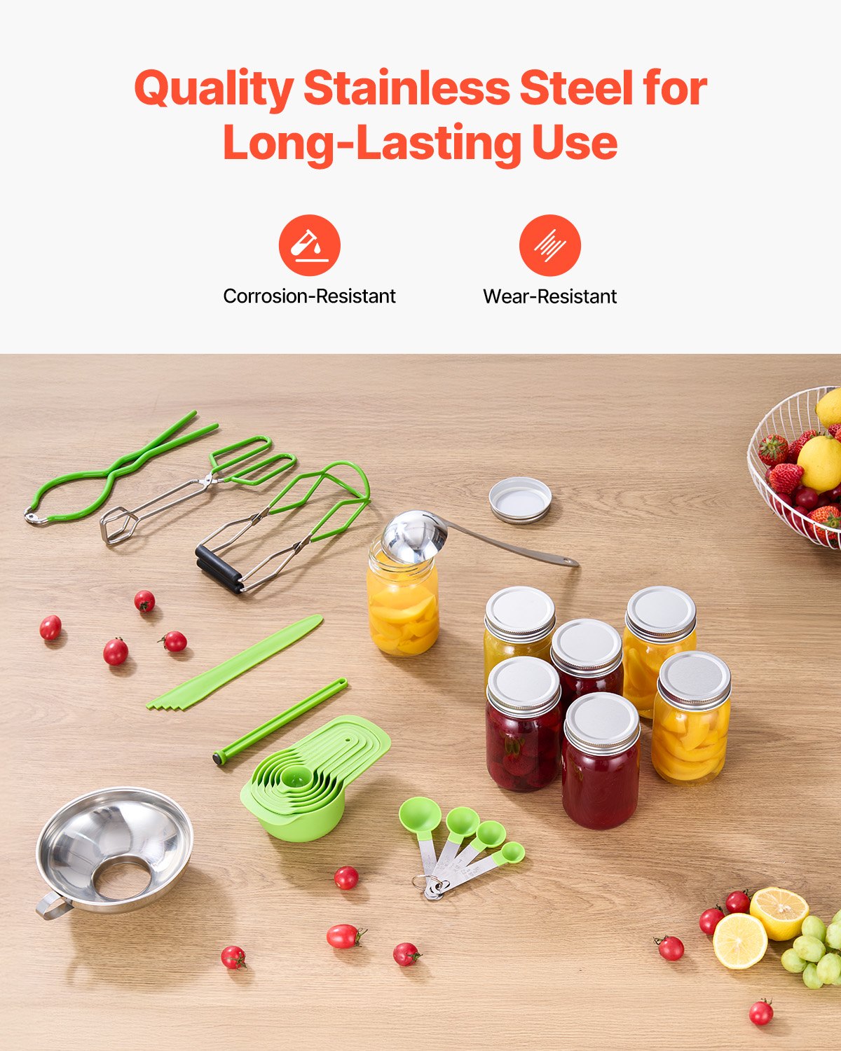 Canning Supplies Starter Kit, 9 Pieces Stainless Steel Water Bath Canning Kit for Beginners, Canning Tools Set: Ladle, Measuring Spoon & Cup, Funnel, Tongs, Jar Lifter, Jar Wrench
