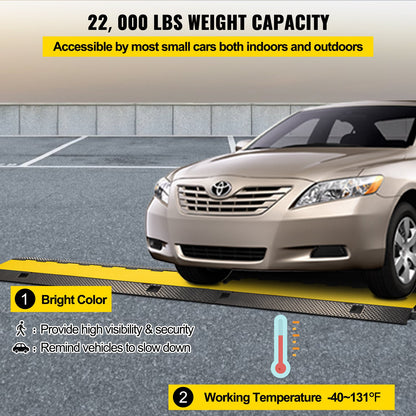 3-kanals gummikabelskydd för ramp 103x30x5,5 cm kraftig kabelskydd för ramp, farthinder för uppfart, slangkabelskydd för ramp