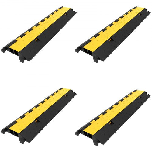 4-pack gummikabelskydd för ramper, 103x25,5x5 cm, 2-kanals kraftig 66000lbs lastkapacitet, kabelkabelskydd, ramp, farthinder, uppfartsslang, kabelrampskydd