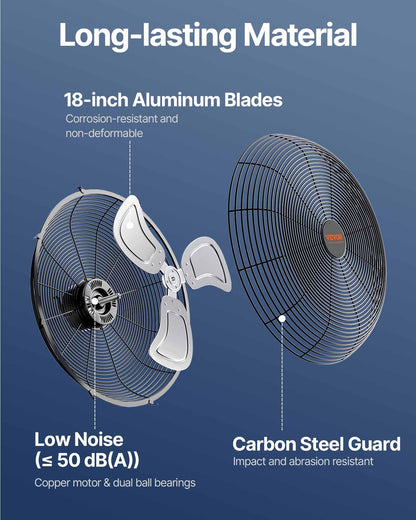 Väggfläkt, 57 cm vattentät väggfläkt, 3 hastigheter, 4150 CFM, kommersiell bostadsfläkt för kylning av lager, växthus, verkstad, uteplats, svart