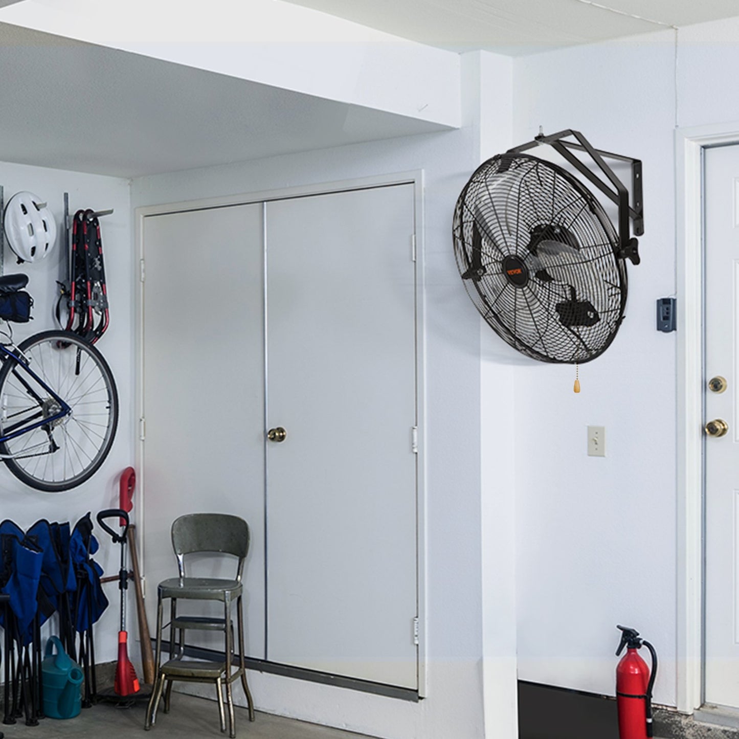 Väggfläkt, 57 cm vattentät väggfläkt, 3 hastigheter, 4150 CFM, kommersiell bostadsfläkt för kylning av lager, växthus, verkstad, uteplats, svart