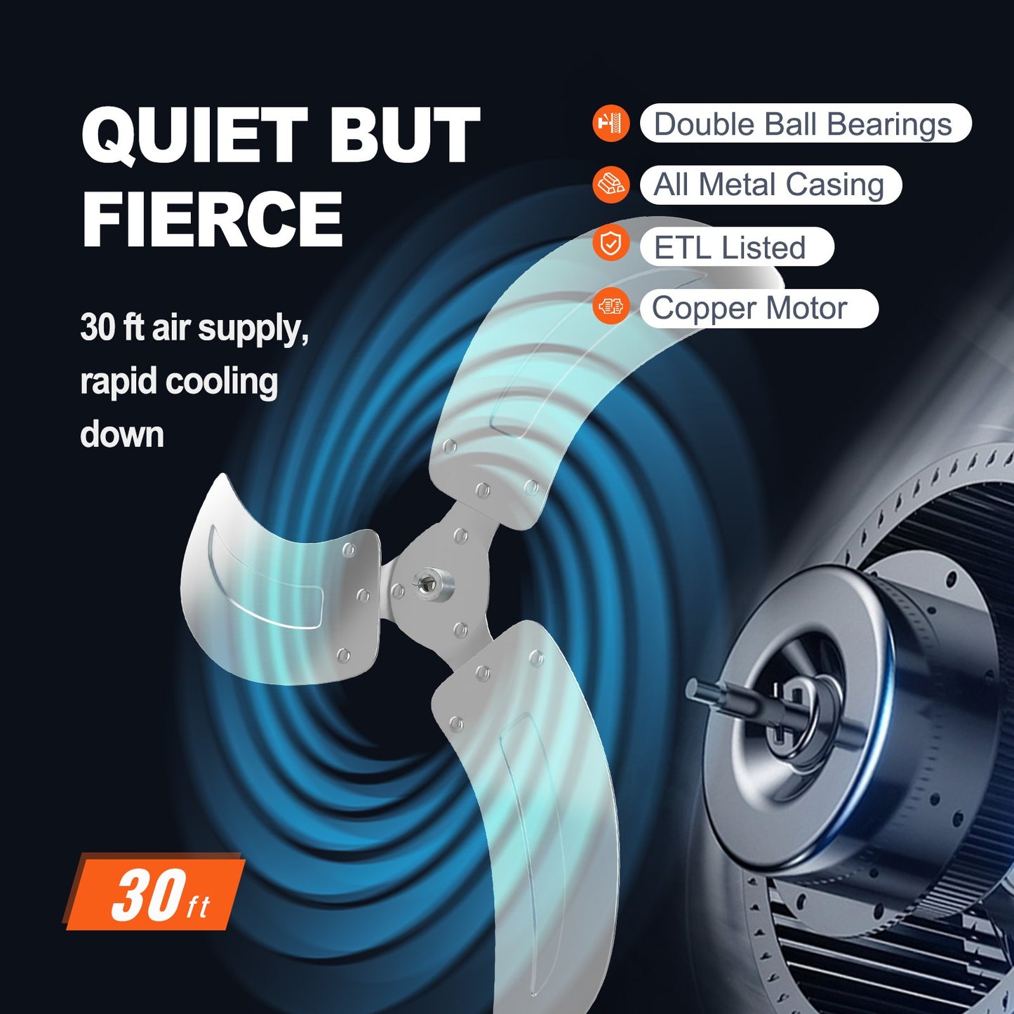 Väggfläkt, 19 tums oscillerande väggfläkt, 4650 CFM, 3 hastigheter, kommersiell eller bostadsfläkt för kylning av lager, växthus, verkstad, uteplats, källare, svart