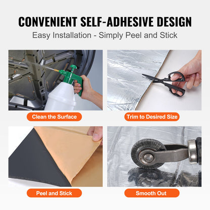 Ljuddämpande matta för bilar, 200 mil 3,3 kvm ljuddämpare för bilar, ljuddämpande material med hög densitet och värmebarriär, vattentät akustisk isoleringsmatta med dubbla lager