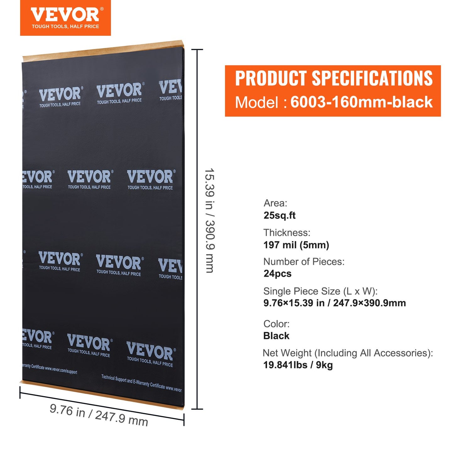 Car Sound Deadening Mat, 200 mil 2.3sq.m Car Sound Dampening Material, Butyl Automotive Sound Deadener, Noise Insulation and Vibration Dampening Material for Car