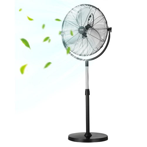 Industrial Pedestal Fan, 18 Inch Standing Fan with 45.3 to 57.9 Inches Adjustable Height, Floor Fans with 3 Adjustable Speeds, High Power Bedroom Fans for Living Room, Home, Office, Black