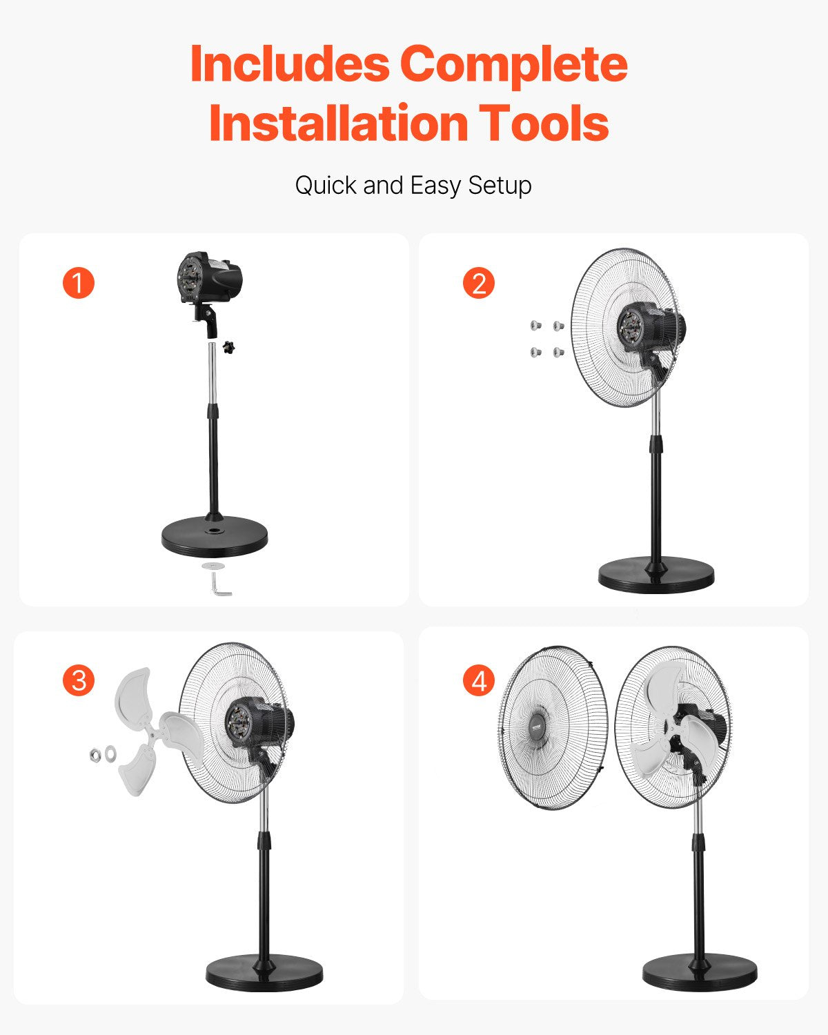 Industriell piedestalfläkt, 20 tums 90-graders oscillerande fläkt, höjdjusterbara stående fläktar med 3 justerbara hastigheter, högpresterande golvfläktar för sovrum, vardagsrum, hem, kontor, svart