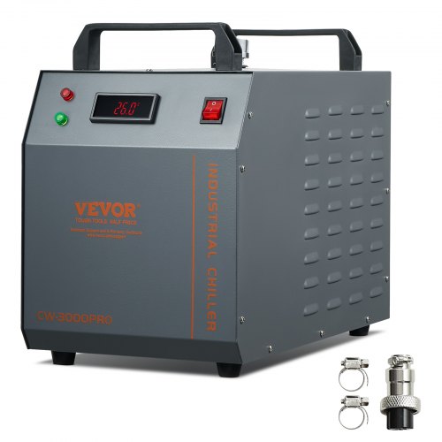 Industriell vattenkylare, CW-3000(PRO), 150W luftkyld industriell vattenkylare med 12L vattentankkapacitet 18 L/min maxflödeshastighet, för lasergraveringsmaskinkylning