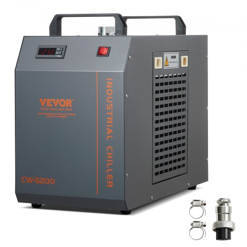 Industrial Water Chiller, CW-5202, Industrial Water Cooler Cooling System with Built-in Compressor 7L Water Tank Capacity 18 L/min Max Flow Rate, for CO2 Laser Engraving Machine Cooling Machine
