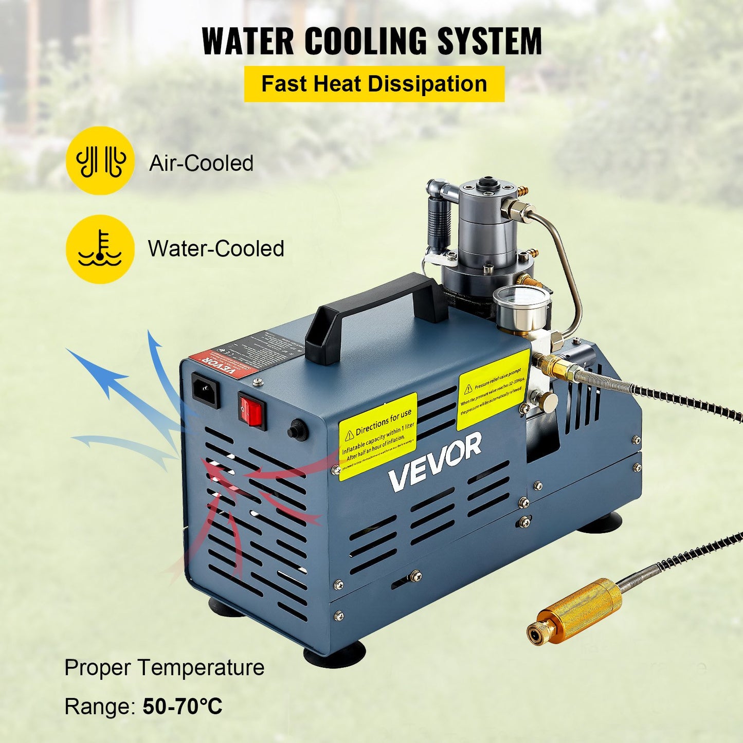 High Pressure Compressor, 4500PSI/30MPA High Pressure Air Compressor, 1800W 220V Automatic Pressure Relief Air Rifle Compressor Suitable for Paintball Air Rifle, PCP Rifle, Diving Bottle