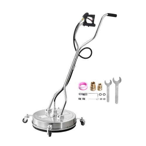21" högtryckstvättsrengöring för ytor, högtryckstvättstillbehör i rostfritt stål med 4 hjul, 4500 max. psi, 3/8 snabbkoppling, 2 sprutmunstycken, dubbelt handtag, för betong, uteplats, trottoar