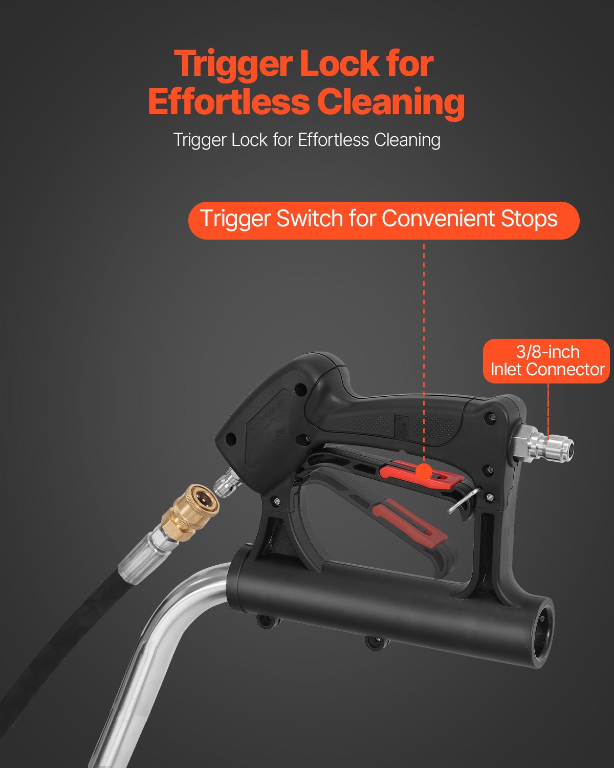 21" högtryckstvättsrengöring för ytor, högtryckstvättstillbehör i rostfritt stål med 4 hjul, 4500 max. psi, 3/8 snabbkoppling, 2 sprutmunstycken, dubbelt handtag, för betong, uteplats, trottoar