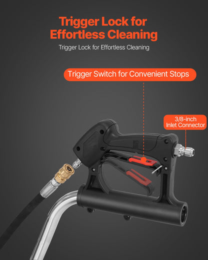 18" högtryckstvätt ytrengörare, högtryckstvätttillbehör i rostfritt stål med 4 hjul, 4000 max. psi, 3/8 snabbkoppling, 2 sprutmunstycken, dubbelt handtag, för betong, uteplats, trottoar