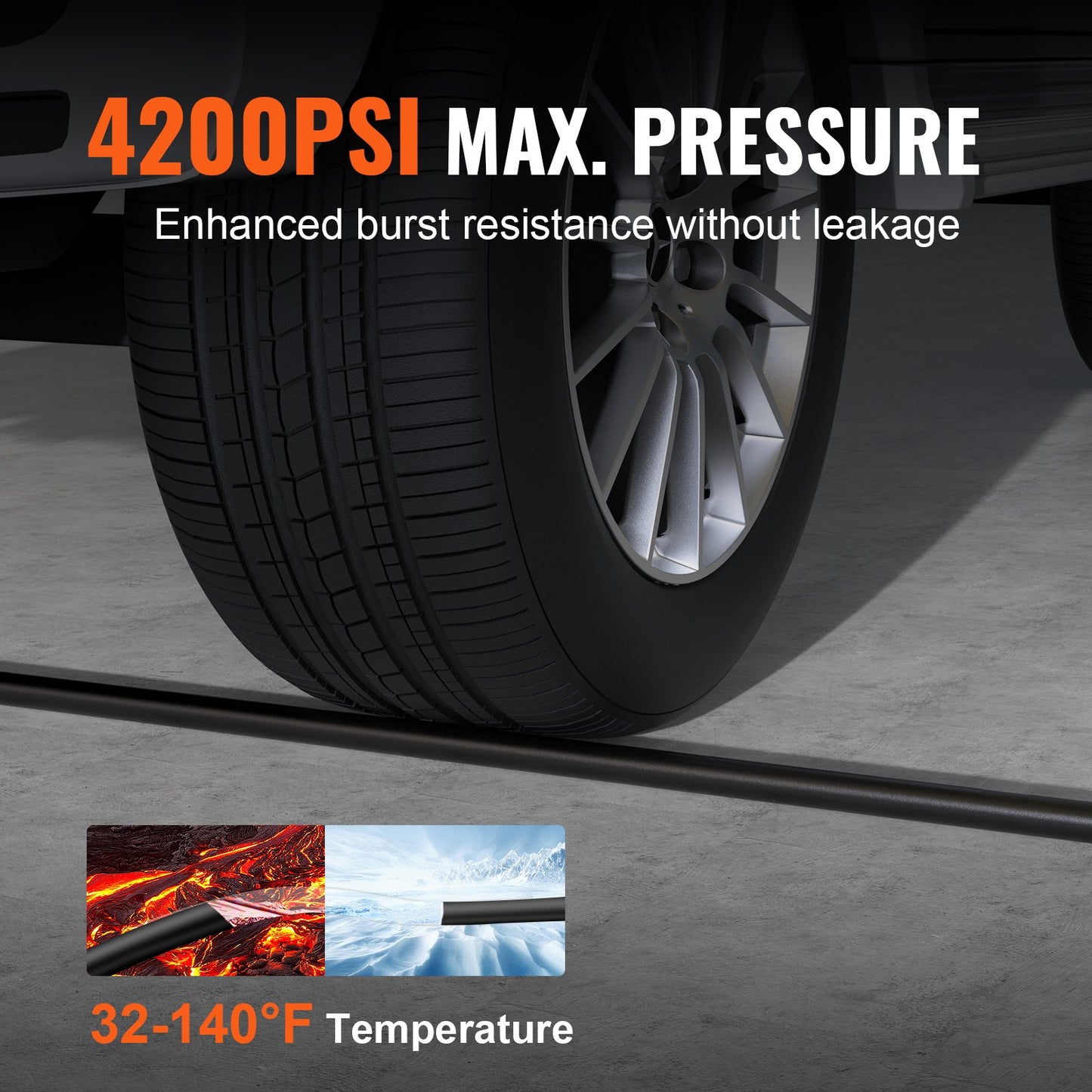 Pressure Washer Hose, 30.5m, 6.35mm Kink Free M22-14mm Brass Thread Replacement For Most Brand Pressure Washers, 19mm Bending Radius, 4200 PSI Heavy Duty Power Washer Extension Replacement Hose