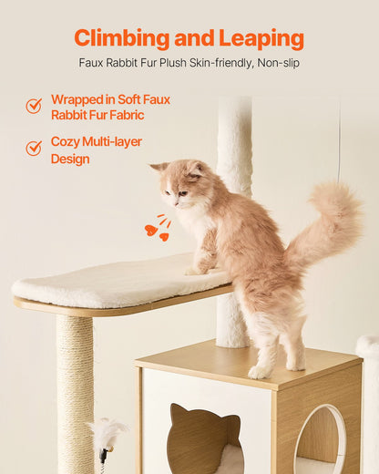 Large Cat Tree, 68.9 inches Tall, Cat Tower, Multi-level Cat Condo Furniture Activity Center with Cozy Perches, Sisal Scratching Posts, Hammock, Big Kittens House for Indoor Cats Play & Rest