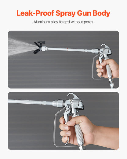 Airless Paint Spray Gun and Hose Kit, 3600PSI High Pressure Paint Sprayer Hose Set with 5 Tips, 211, 315, 417, 517, 623, Swivel Joint Airless Spray Gun Kit with Filters, Hose and Extension Rods