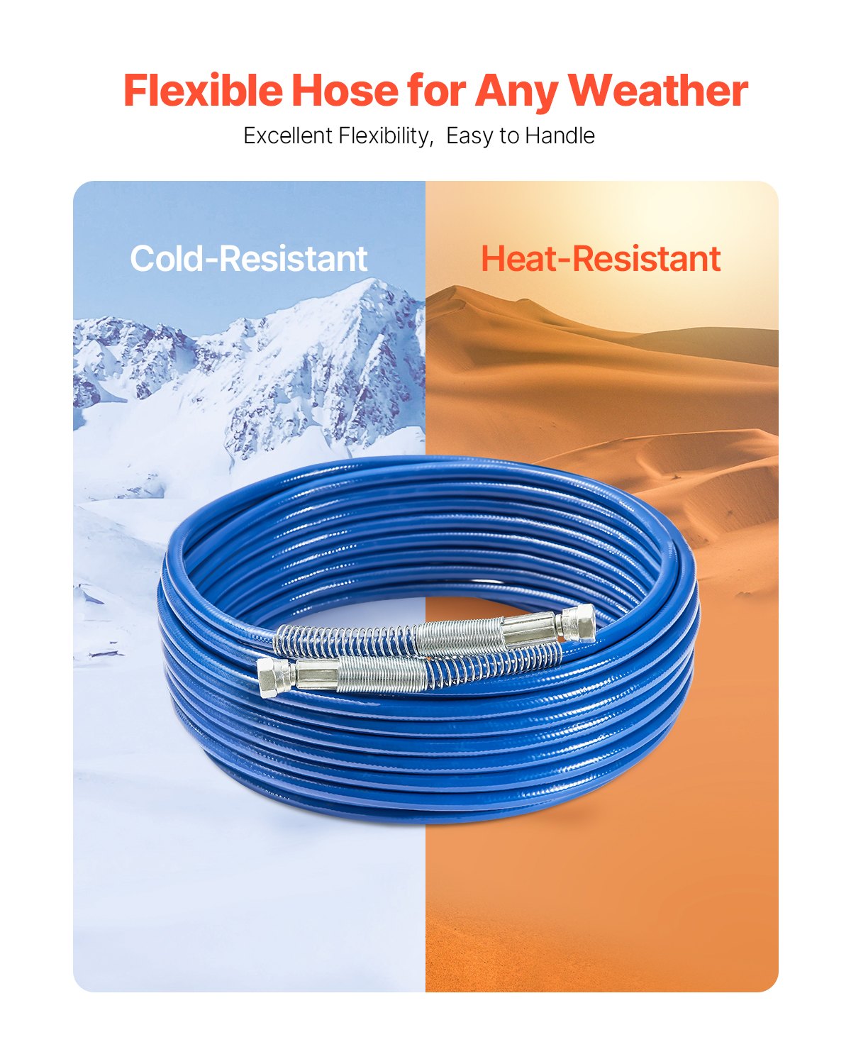 50ft Airless Paint Sprayer Hose, 1/4 in Universal Airless Paint Spray Hose, 4350 PSI High Pressure Flexible Airless Sprayer Hose, Multi-Layer Reinforced Steel Wire Braid Hose for Paint Sprayer