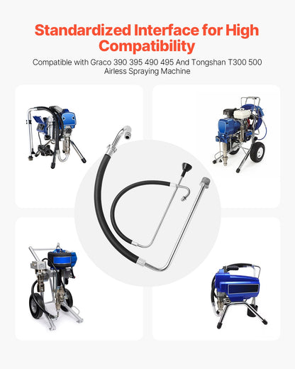 Suction Hose Tube and Reflux Line Sets, Aluminum Alloy an Rubber Suction Hose and Reflux Line Set, Paint Sprayers Tool Part, Compatible with Multiple Airless Spraying/Line Painting Machine
