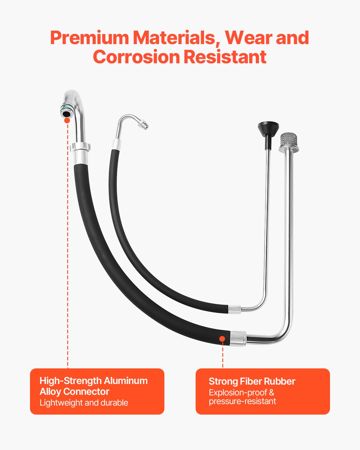 Suction Hose Tube and Reflux Line Sets, Aluminum Alloy an Rubber Suction Hose and Reflux Line Set, Paint Sprayers Tool Part, Compatible with Multiple Airless Spraying/Line Painting Machine
