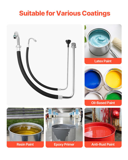 Suction Hose Tube and Reflux Line Sets, Aluminum Alloy an Rubber Suction Hose and Reflux Line Set, Paint Sprayers Tool Part, Compatible with Multiple Airless Spraying/Line Painting Machine