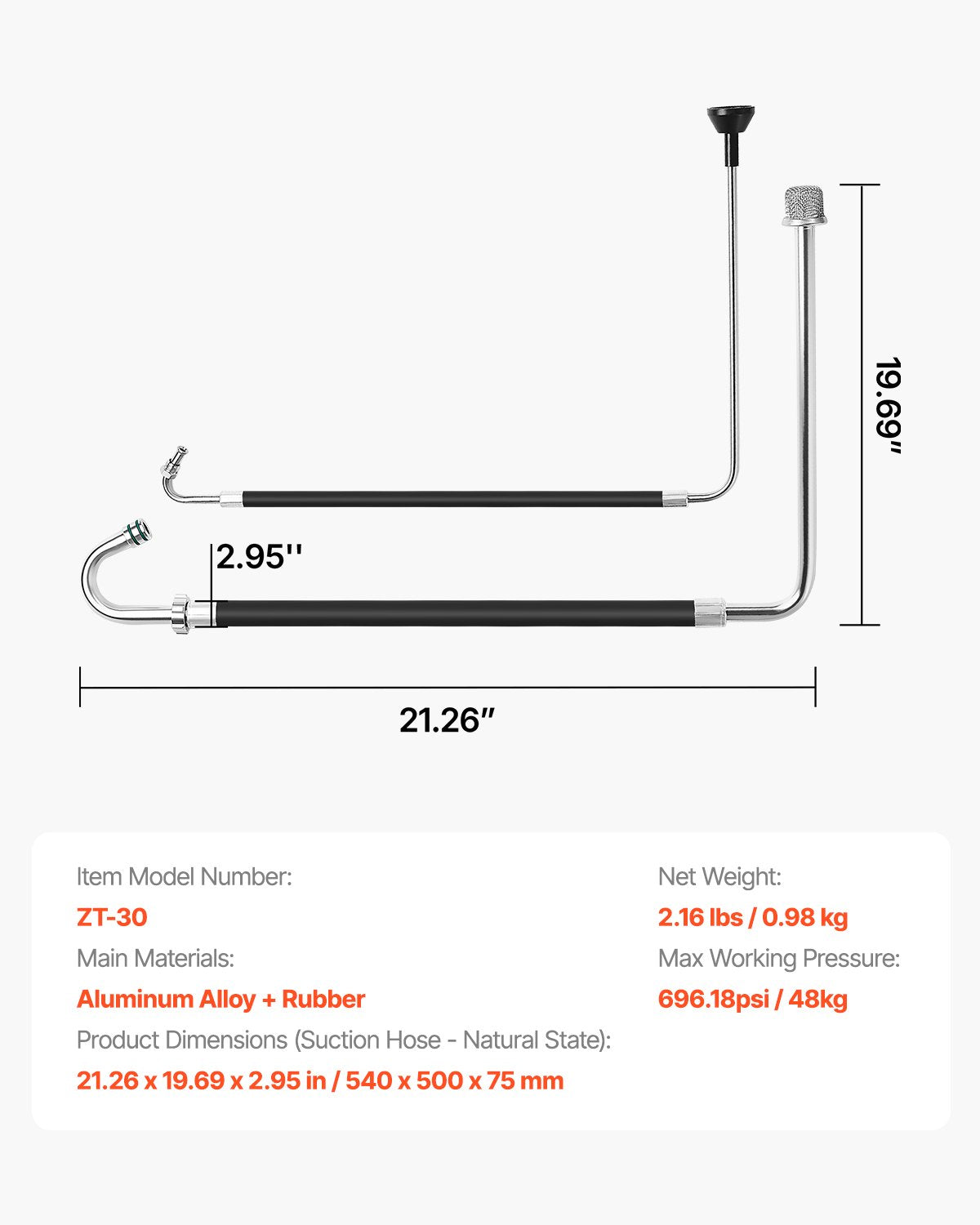 Suction Hose Tube and Reflux Line Sets, Aluminum Alloy an Rubber Suction Hose and Reflux Line Set, Paint Sprayers Tool Part, Compatible with Multiple Airless Spraying/Line Painting Machine