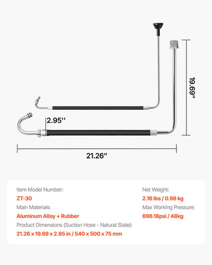 Suction Hose Tube and Reflux Line Sets, Aluminum Alloy an Rubber Suction Hose and Reflux Line Set, Paint Sprayers Tool Part, Compatible with Multiple Airless Spraying/Line Painting Machine
