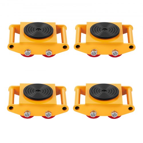 4PCS Machinery Skate Dolly, 17637LBS/8T Industrial Machinery Mover, Heavy Duty Carbon Steel Machinery Moving Skate with 4 PU Wheels and 360° Rotation Non-Slip Cap for Warehouse Workshop Factory