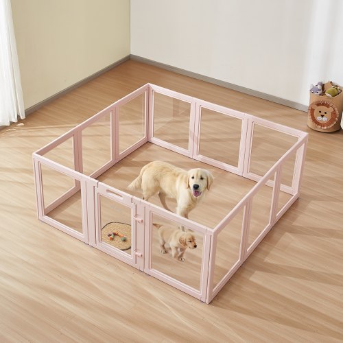 Dog Whelping Box, 1.54x1.5x0.6 m, Transparent Plastic Dog Whelping Pen for Large Sized Dogs, Waterproof Puppy Playpen with Windows & Door Lock, Easy to Clean, Durable Indoor Pet Dogs Cats Birth Kit