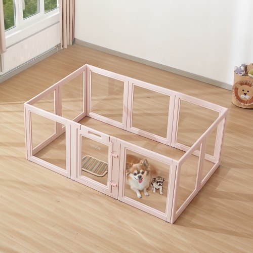 Dog Whelping Box, 1.54x1x0.6 m Plastic Dog Whelping Pen for Medium Sized Dogs, Waterproof Transparent Puppy Playpen with Windows & Door Lock, Easy to Clean, Durable Indoor Pet Dogs Cats Birth Kit