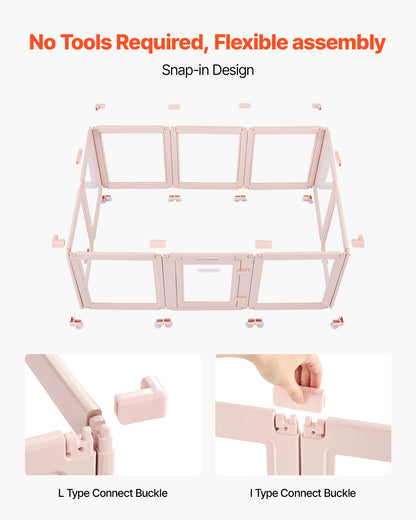 Dog Whelping Box, 1.54x1x0.6 m Plastic Dog Whelping Pen for Medium Sized Dogs, Waterproof Transparent Puppy Playpen with Windows & Door Lock, Easy to Clean, Durable Indoor Pet Dogs Cats Birth Kit