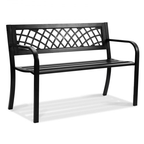 Outdoor Bench, 46 inches Metal Garden Bench for Outdoors, 480 lbs Load Capacity Bench, Outdoor Garden Park Bench with Backrest and Armrests, Patio Bench for Garden, Park, Yard, Front Porch