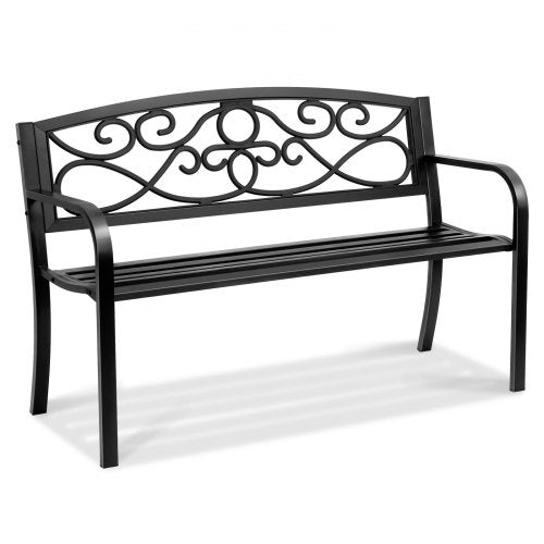 Outdoor Bench, 50 inches Metal Garden Bench for Outdoors, 550 lbs Load Capacity Bench, Outdoor Garden Park Bench with Backrest and Armrests, Patio Bench for Garden, Park, Yard, Front Porch