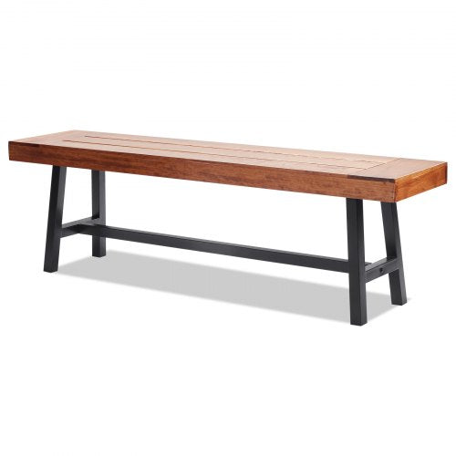 Outdoor Bench, 63 inches Wood Garden Bench with Metal Leg for Outdoors, 500 lbs Load Capacity Bench, Outdoor Garden Park Bench, Dining Bench Patio Bench for Garden, Park, Yard, Front Porch