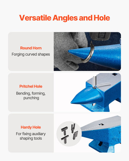 Städ med enstaka horn 22 pund stålstäd smed till salu smide stålverktyg med runt och fyrkantigt hål och utrustning städ robust smed juvelerare hållbart och robust metallsmedsverktyg