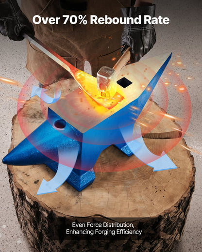 Städ i gjutstål med enstaka horn, 132 pund, smed, smidesstålverktyg med runt och fyrkantigt hål och utrustning, städ, robust smed, hållbart och robust metallbearbetningsverktyg