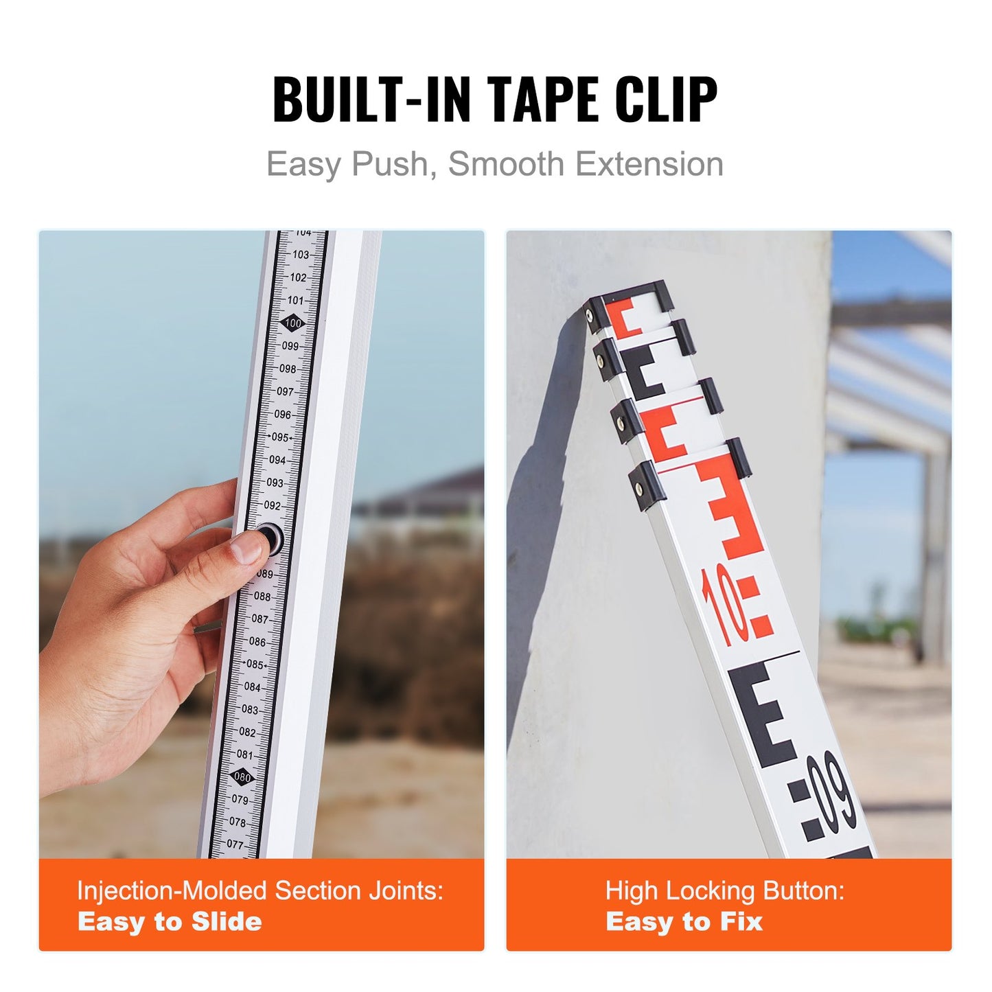 Aluminiummätstång, 4M metrisk teleskopmätstång, dubbelsidig skala i CM/MM avvägningsstång, aluminiumlegeringsmätstång med vattenpass och bärväska för mätning av hus, väggar, golv