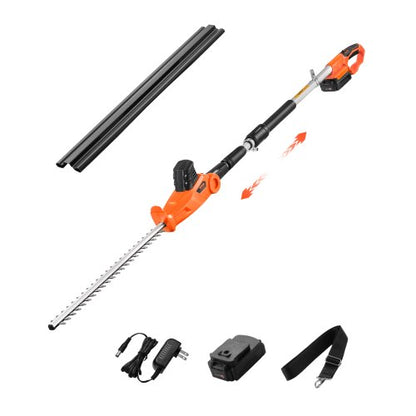 Electric Hedge Trimmer, 1200 RPM, 6.2 - 7.8 Ft Extendable, Pole Hedge Trimmer for High Branch, 20V Battery, Cordless Hedge Trimmer with 20 in Blade, 5 Angles Adjustable for Yard Garden
