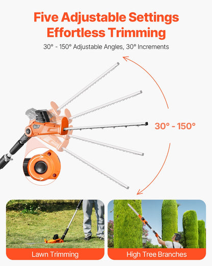 Electric Hedge Trimmer, 1200 RPM, 6.2 - 7.8 Ft Extendable, Pole Hedge Trimmer for High Branch, 20V Battery, Cordless Hedge Trimmer with 20 in Blade, 5 Angles Adjustable for Yard Garden