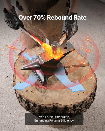 Single Horn Anvil, 55lbs Cast Steel Anvil, High Hardness Rugged Round Horn Anvil for Blacksmiths, with Large Countertop and Stable Base, Metal Working Tool for Metal Bending, Shaping, Twisting